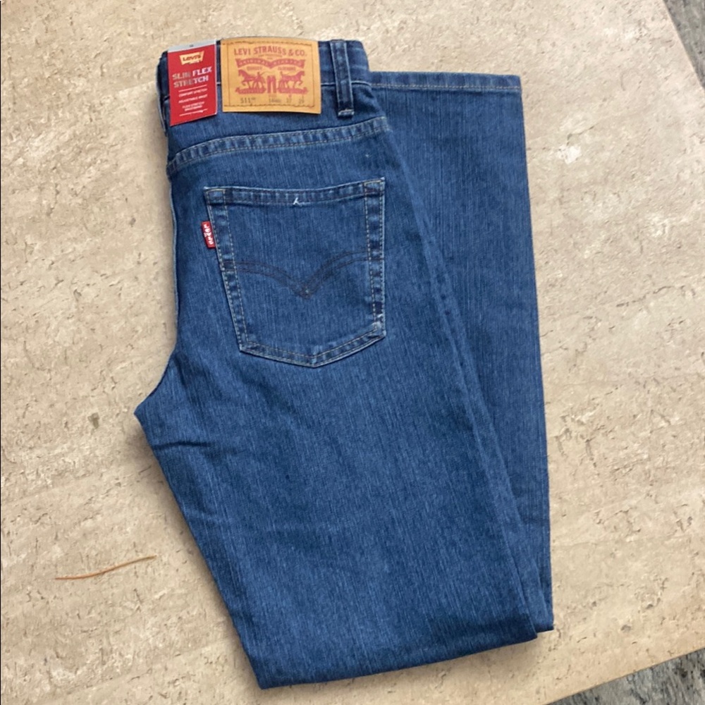 Levi's Blue Straight Jeans Girls Sz 14. W27/29L. NWT - Picture 2 of 4